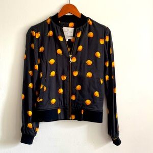 Black bomber jacket with peach pattern size S